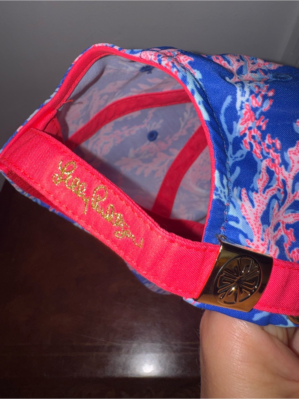 New Lilly Pulitzer Run Around Borealis Blue Coral Swim On Over Baseball Cap - Picture 5 of 7